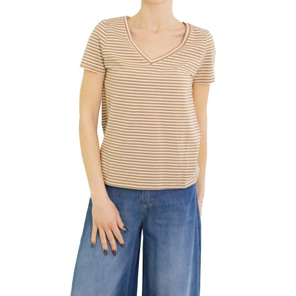 Maglia scollo a V a righe Only